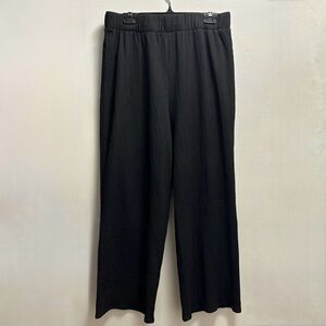 H&M Crinkle Black Flowy Wide Leg Pants Loose Fit High Waist Women’s XL